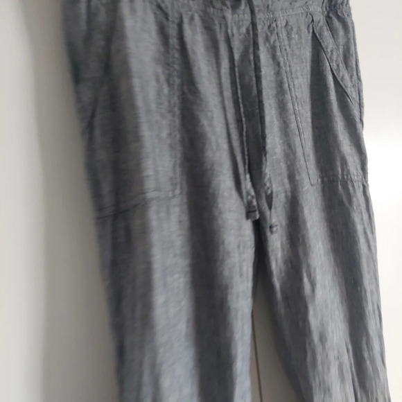 Athleta "Bali" Linen elastic Drawstring Chambray blue pants size 4 elastic waist - Picture 6 of 14